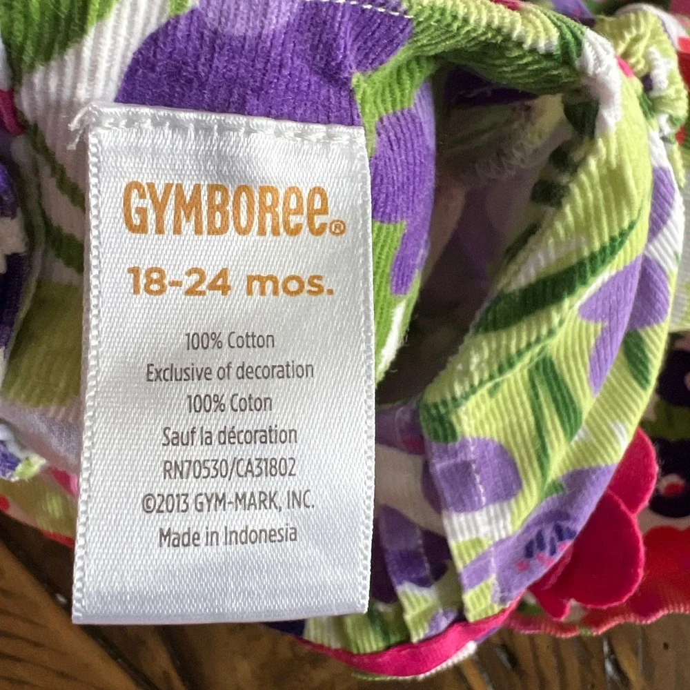 Gymboree Floral Corduroy Dress Toddler Girls 18-24M Long Sleeve Rosette Multi